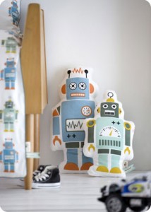 Robot cushion nursery decor