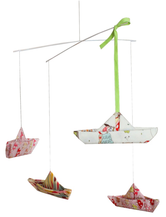 "fabric boat mobile for babies"