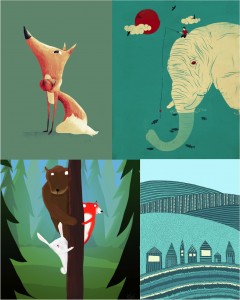 "green art prints for kids"