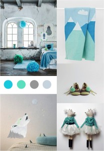 "colour palette of blues, greens, greys"