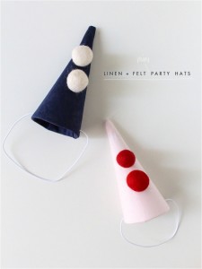 "DIY linen kids party hats"
