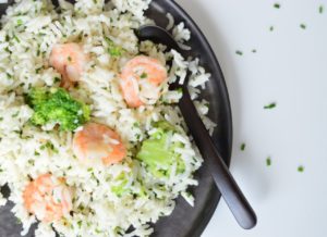 garlic prawns recipe with rice and broccoli